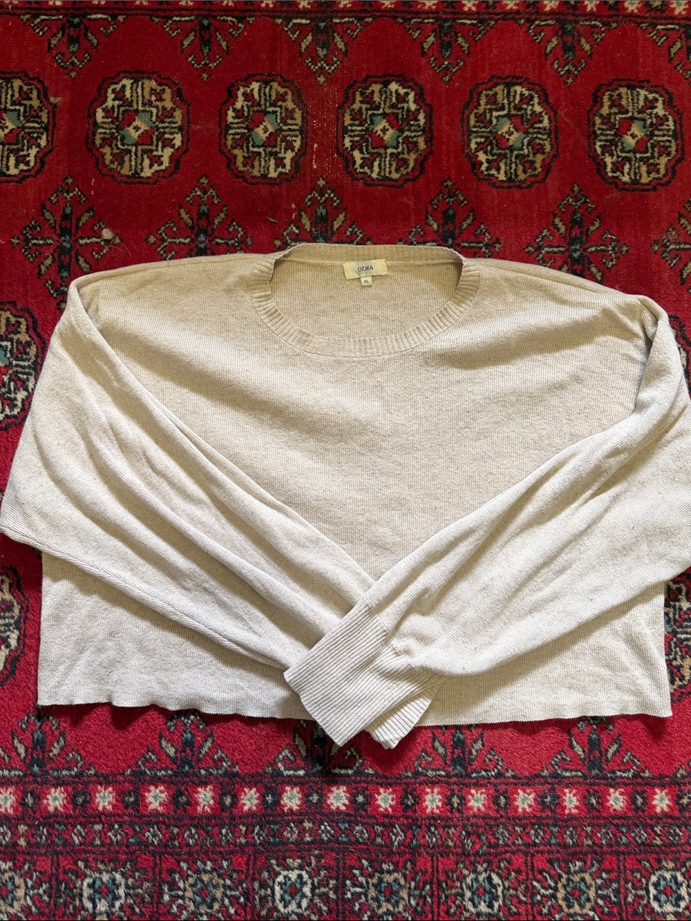 OZMA Light Beige Crewneck Pullover Sweater